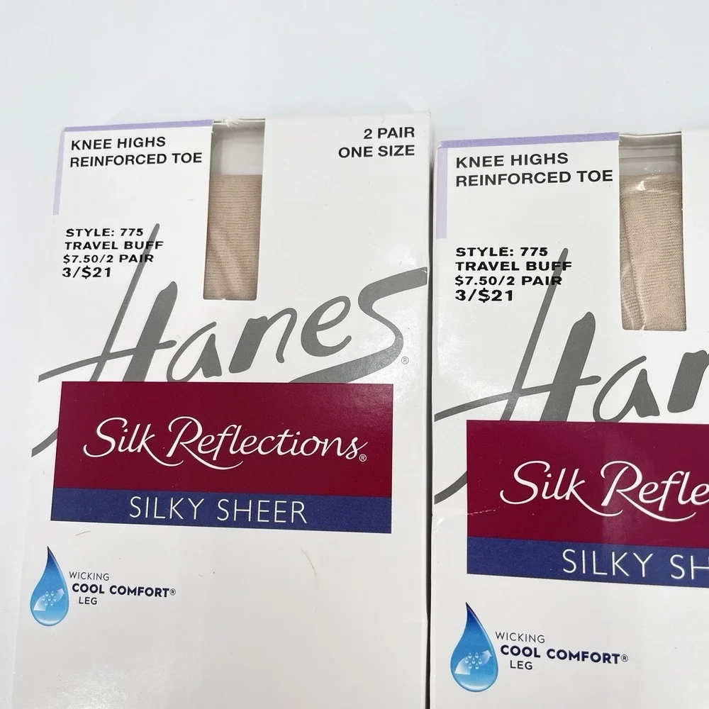 3 boxes Hanes Silk Reflections Silky Sheer Elegance Knee Highs Mixed Lot 7 pairs